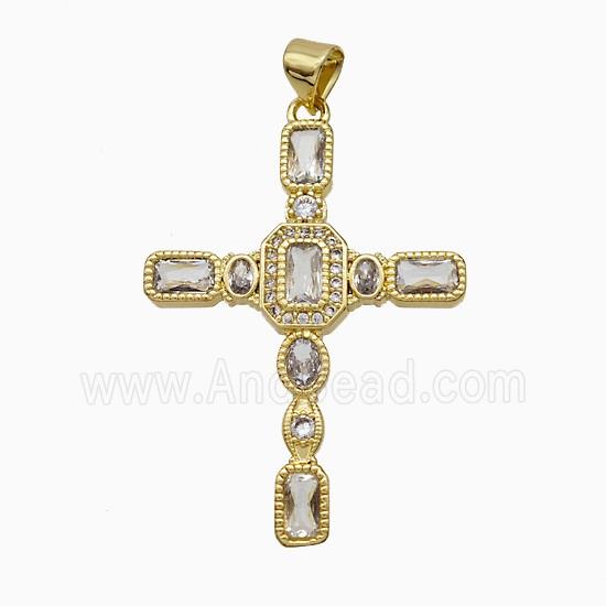 Copper Cross Pendant Pave Zirconia Gold Plated