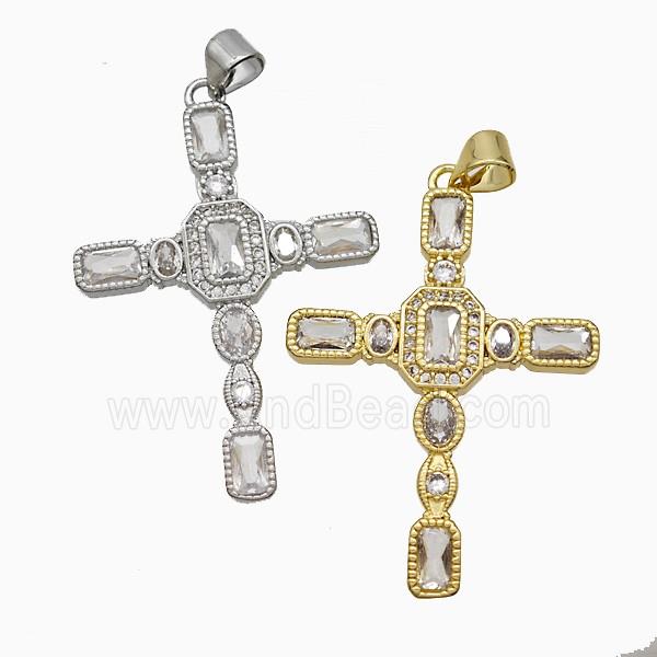 Copper Cross Pendant Pave Zirconia Mixed