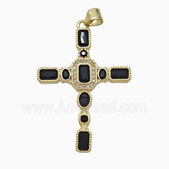 Copper Cross Pendant Pave Zirconia Gold Plated