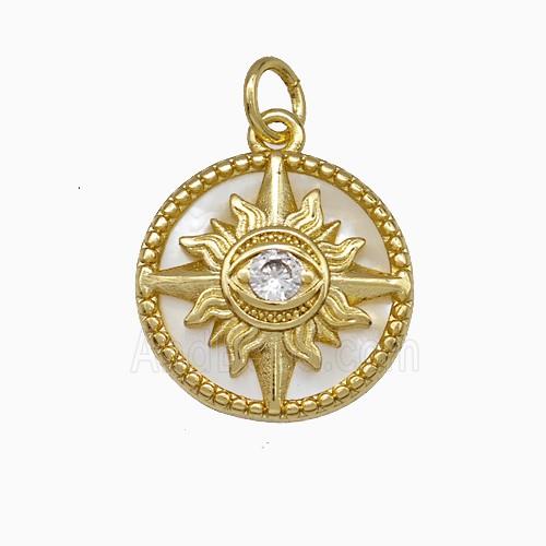 Copper Sun Eye Pendant Pave Zirconia Gold Plated