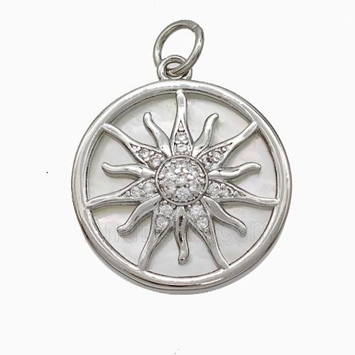 Copper Sun Pendant Pave Zirconia Platinum Plated