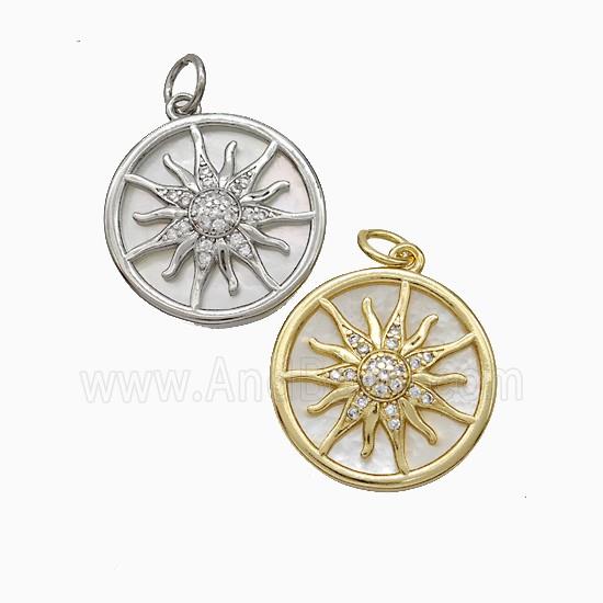 Copper Sun Pendant Pave Zirconia Mixed