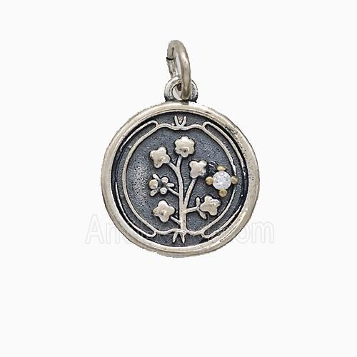 Copper Flower Pendant Painted Platinum Plated