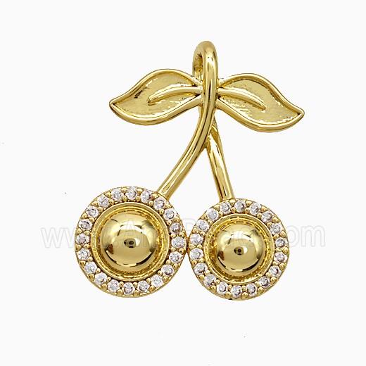 Copper Cherry Pendant Pave Zirconia Gold Plated