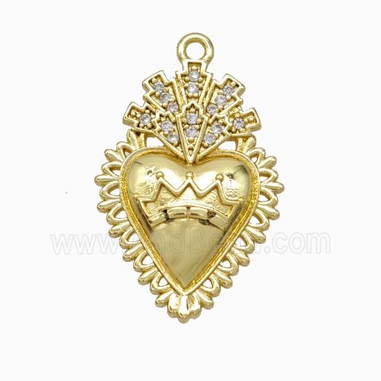 Copper Heart Pendant Pave Zirconia Gold Plated