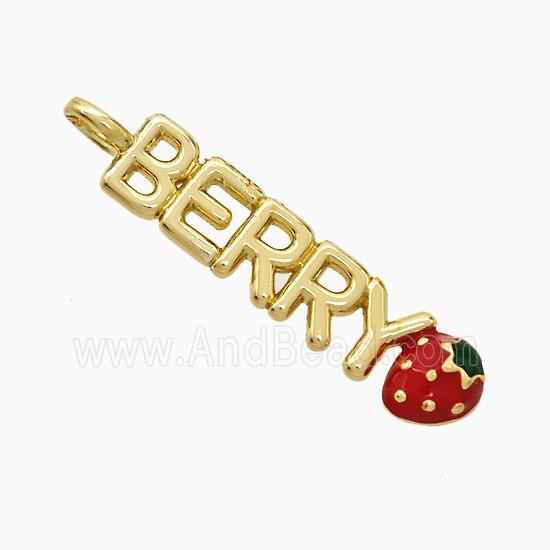 Copper Berry Strawberry Pendant Red Enamel Gold Plated