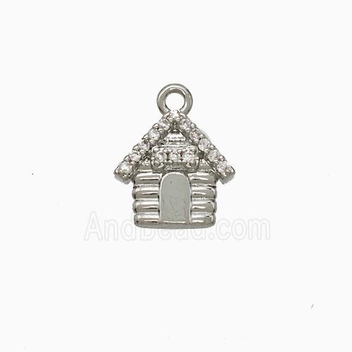 Copper House Pendant Pave Zirconia Platinum Plated