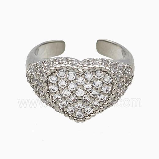 Copper Heart Rings Micropave Zirconia Platinum Plated