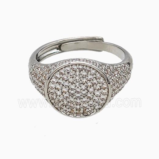 Copper Sun Rings Pave Zirconia Adjustable Platinum Plated