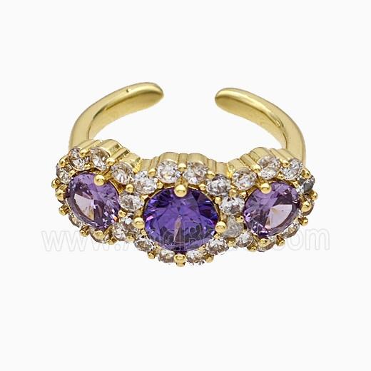 Copper Ring Pave Zircon, Gold Plated