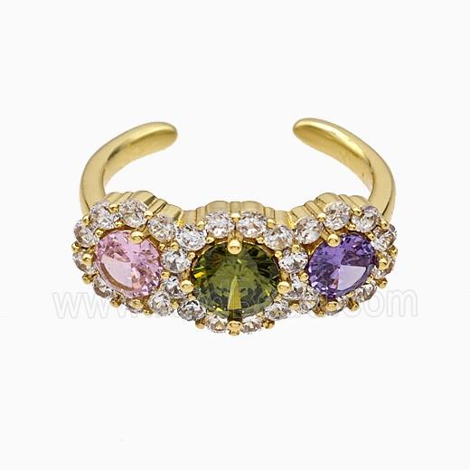 Copper Ring Pave Zircon, Gold Plated