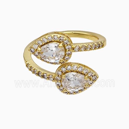 Copper Ring Pave Zircon, Gold Plated