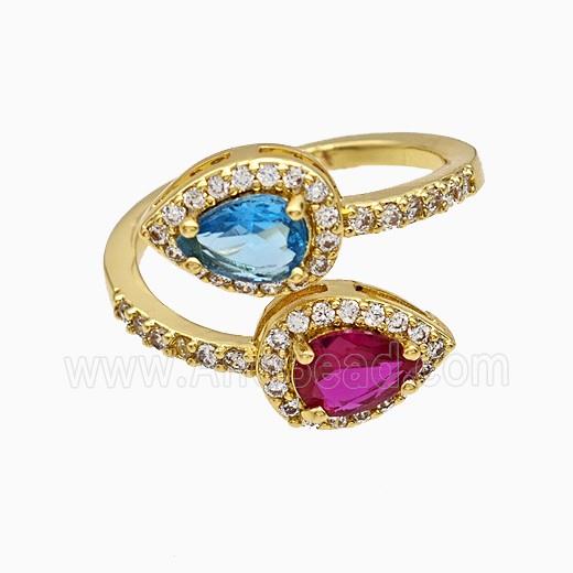 Copper Ring Pave Zircon, Gold Plated