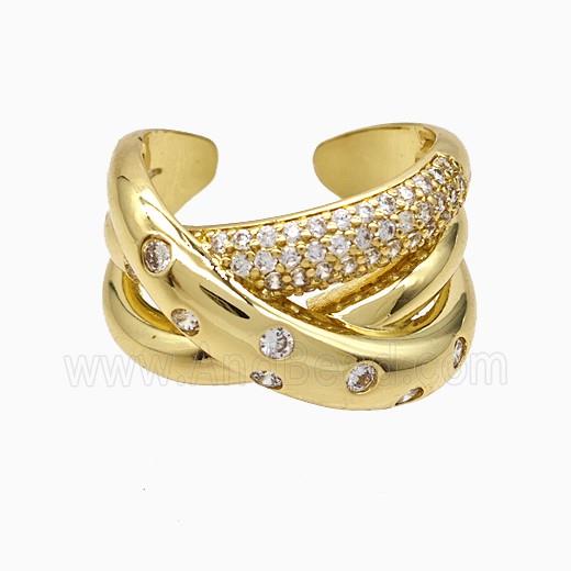 Copper Ring Pave Zircon, Gold Plated