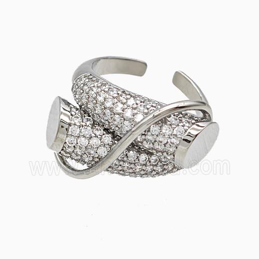 Copper Rings Pave Zirconia Platinum Plated