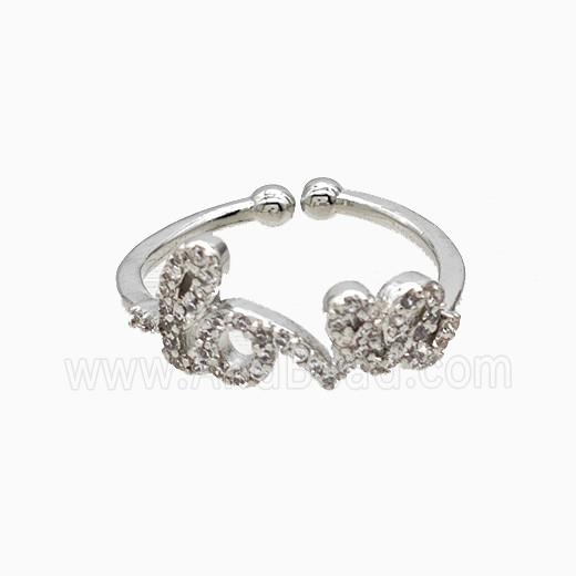 Copper Love Rings Pave Zirconia Platinum Plated