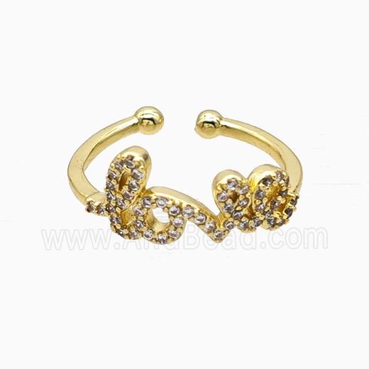 Copper Ring Pave Zircon, Gold Plated