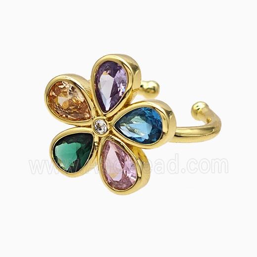 Copper Ring Pave Zircon, Gold Plated