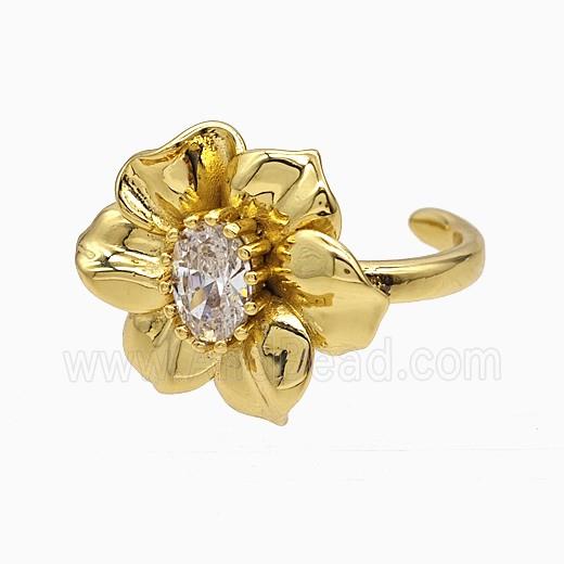 Copper Ring Pave Zircon, Gold Plated