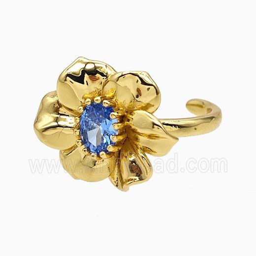 Copper Ring Pave Zircon, Gold Plated