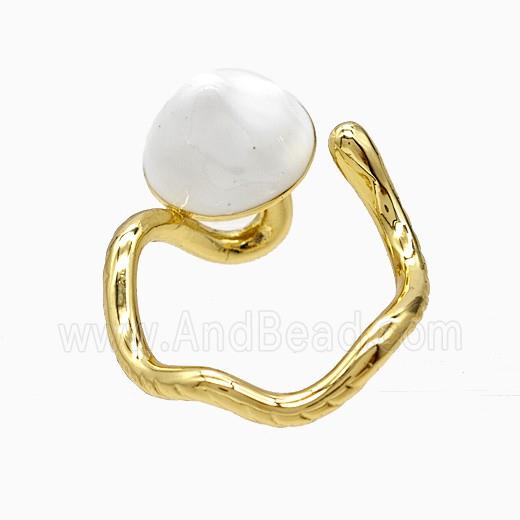 Copper Ring Pave Zircon, Gold Plated