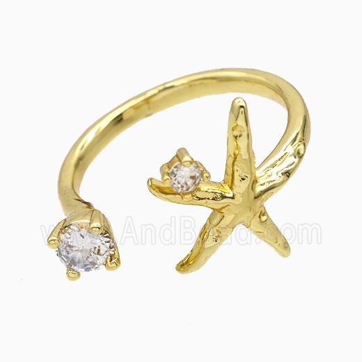 Copper Ring Pave Zircon, Gold Plated