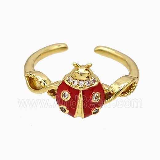 Copper Ring Pave Zircon, Gold Plated