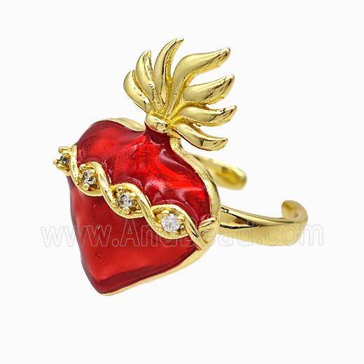 Copper Ring Pave Zircon, Gold Plated