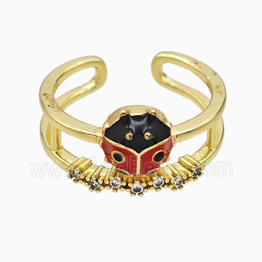 Copper Ring Pave Zircon, Gold Plated