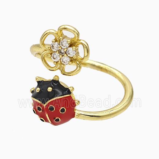 Copper Ring Pave Zircon, Gold Plated
