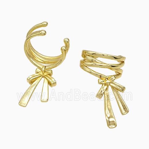 Copper Earring Pave Zircon, Gold Plated