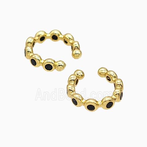 Copper Earring Pave Zircon, Gold Plated