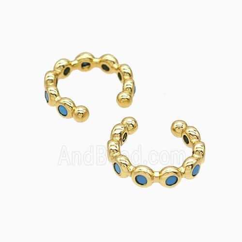 Copper Earring Pave Zircon, Gold Plated