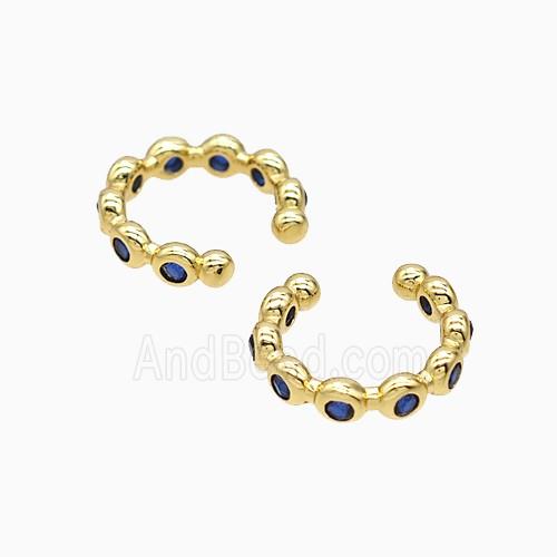 Copper Earring Pave Zircon, Gold Plated