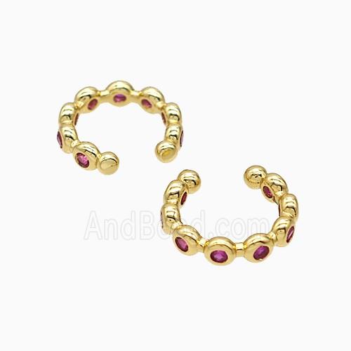 Copper Earring Pave Zircon, Gold Plated