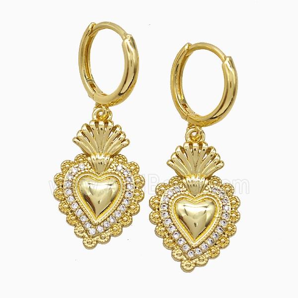 Copper Earring Pave Zircon, Gold Plated