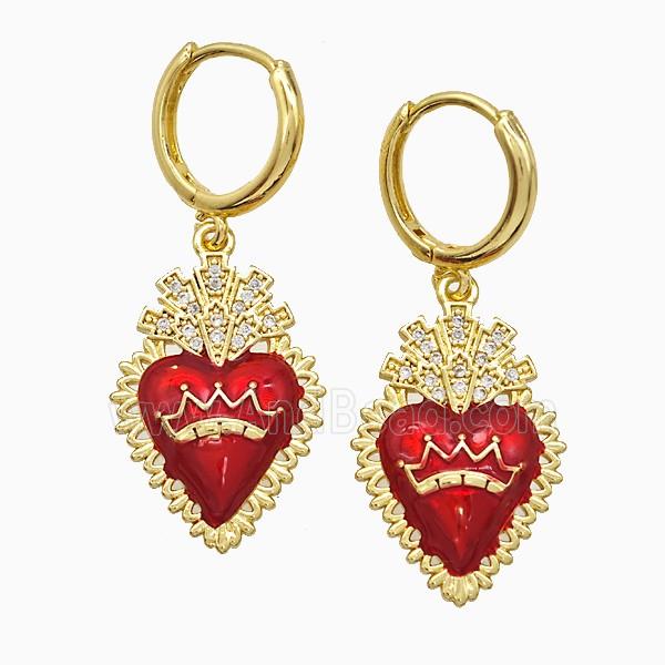Copper Earring Pave Zircon, Gold Plated