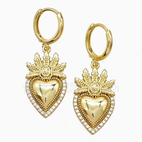 Copper Earring Pave Zircon, Gold Plated