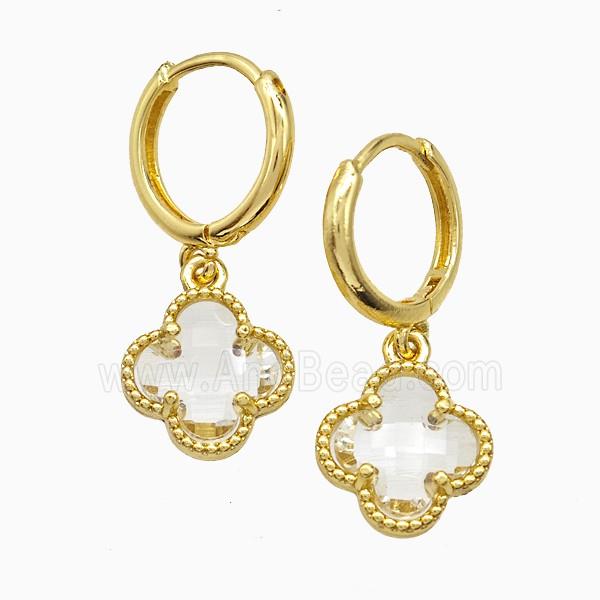 Copper Earring Pave Zircon, Gold Plated