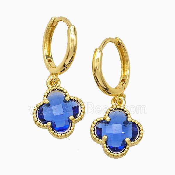 Copper Earring Pave Zircon, Gold Plated