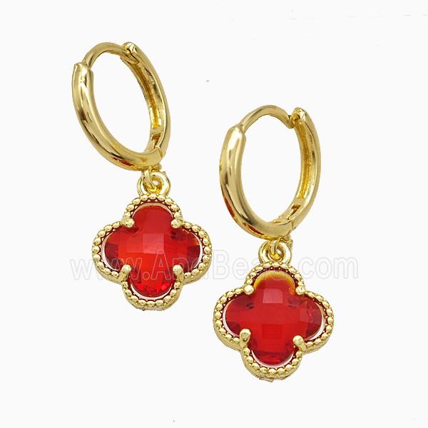 Copper Earring Pave Zircon, Gold Plated