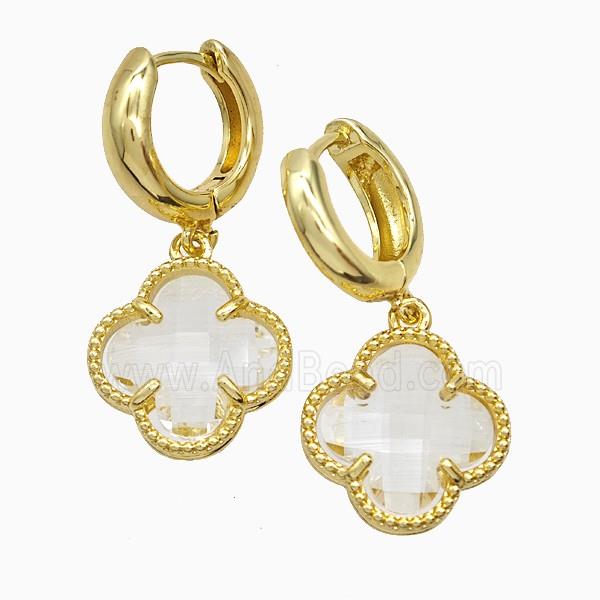 Copper Earring Pave Zircon, Gold Plated