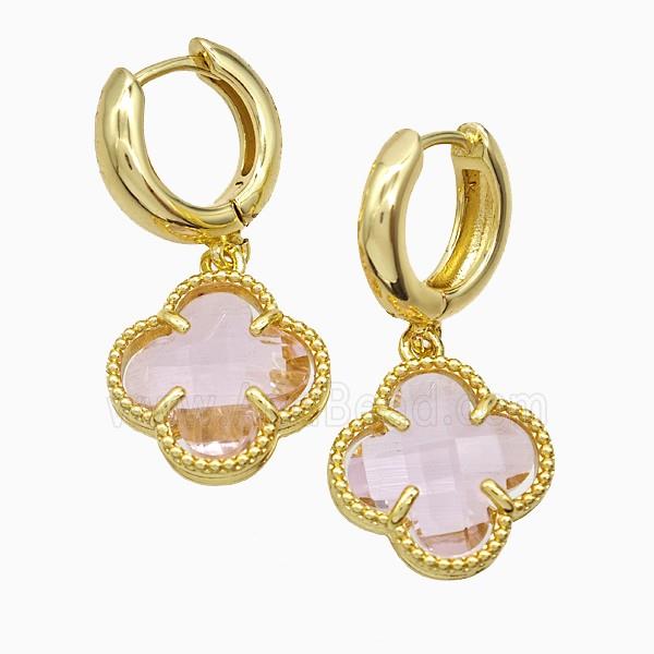 Copper Earring Pave Zircon, Gold Plated