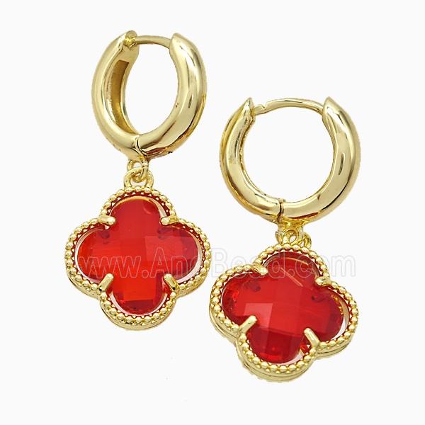 Copper Earring Pave Zircon, Gold Plated