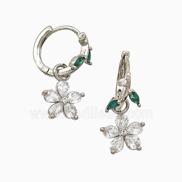Copper Earring Pave Zircon, Gold Plated