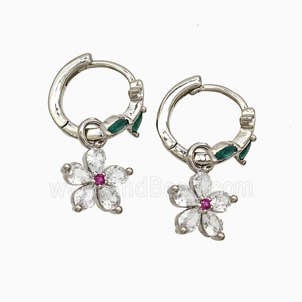 Copper Earring Pave Zircon, Gold Plated