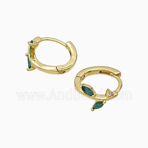 Copper Earring Pave Zircon, Gold Plated