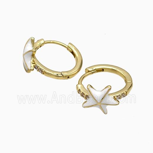 Copper Earring Pave Zircon, Gold Plated