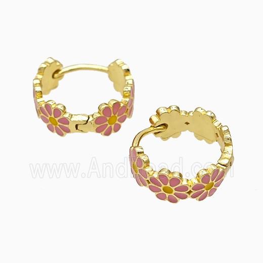 Copper Earring Pave Zircon, Gold Plated