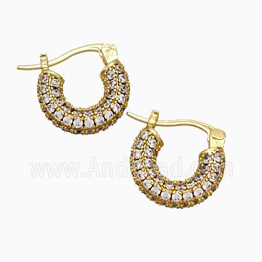 Copper Leaveback Earrings Pave Zirconia Gold Plated